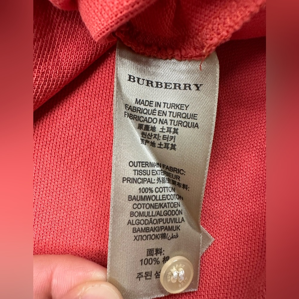Burberry Women’s Short Sleeve Polo Size Small Red 100% Cotton - Picture 6 of 8